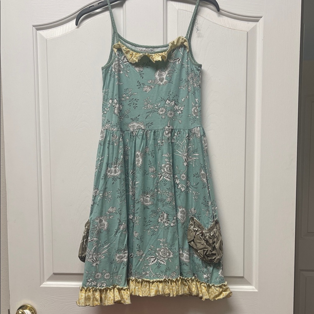 Mustard Pie Teal Floral Dress with Yellow Accents